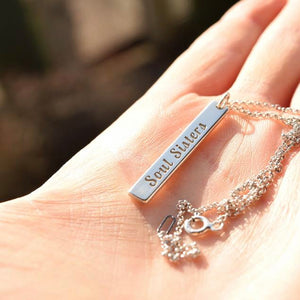 Engraved Bar necklace for sisters