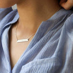 silver Bar plate Necklace with Name Engraving