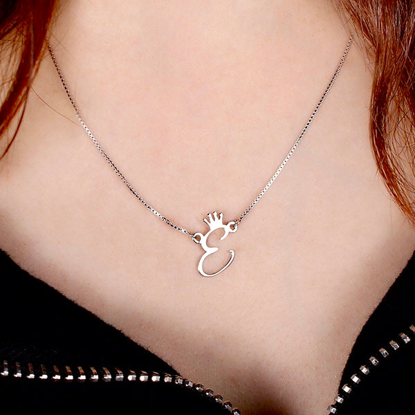 Initial Necklace With Crown