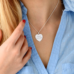 Personalized Heart Necklace With Engraved Name and date