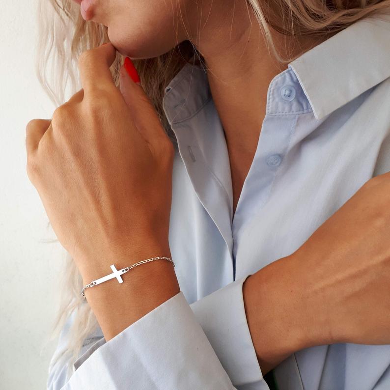 Cross Bracelet with Name Engraving