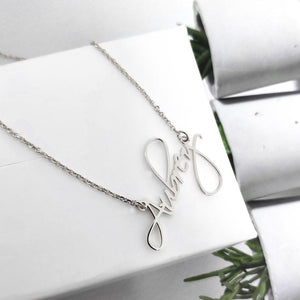 silver Stylish Fonts Name Necklace