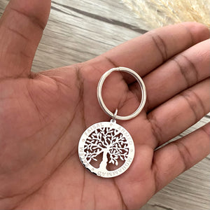 Family key ring with family tree design