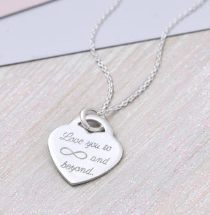 Personalized Heart Necklace With Engraved Name and qoute