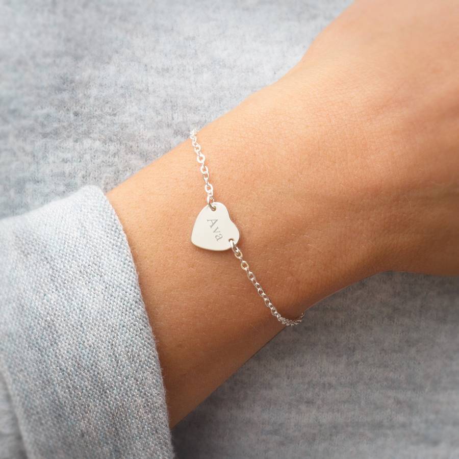 Personalized Heart Bracelet with Engraving