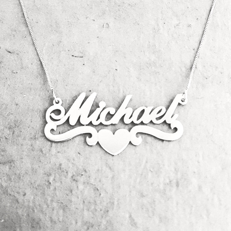 customised Name Necklace with Heart