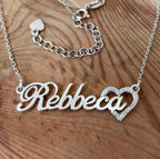 customised Name Necklace With Diamond Textured Heart