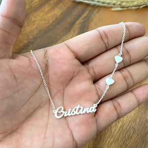 name necklace with hearts