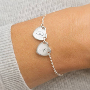Personalized Initials Bracelet with 2 Hearts