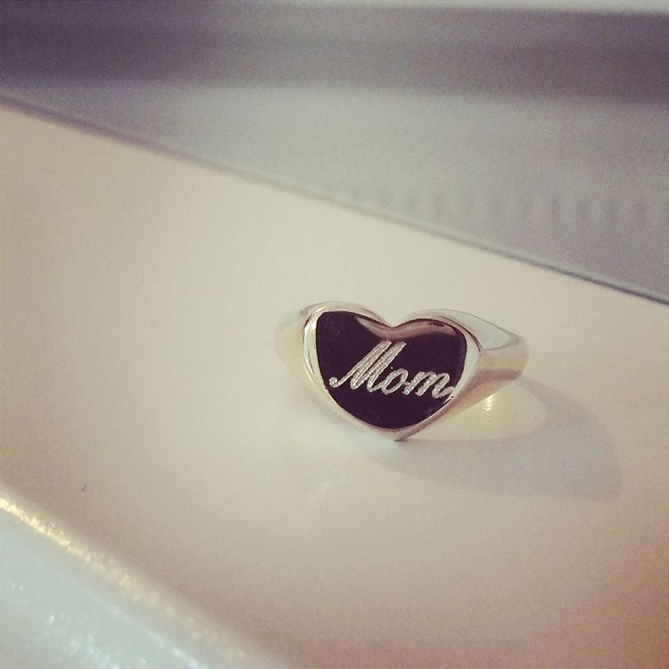 Heart Shape Signet Ring with Name