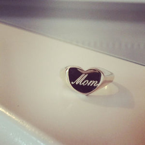 Heart Shape Signet Ring with Name