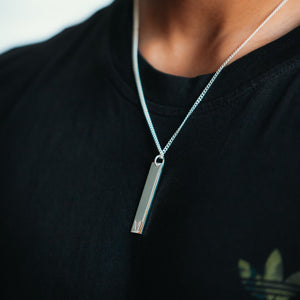 silver Men's Bar Necklace with Engraving