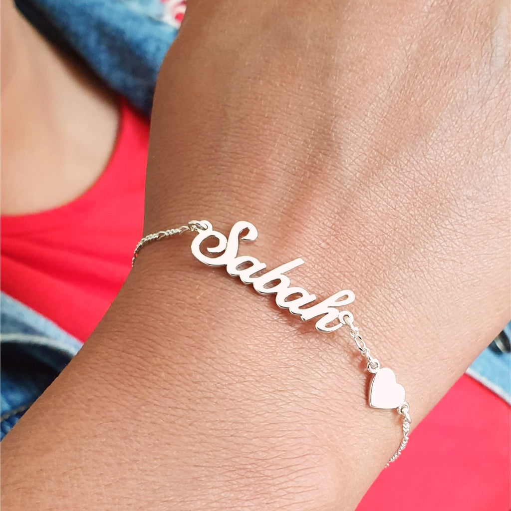 Name Bracelet with Heart charm in dubai abudhabi