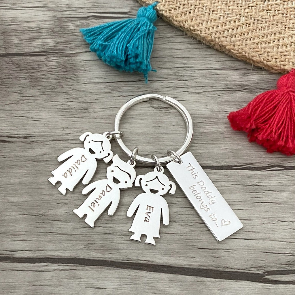 Children Key Rings Family Keyring with Children Charms | Personalised Gift for Father ...