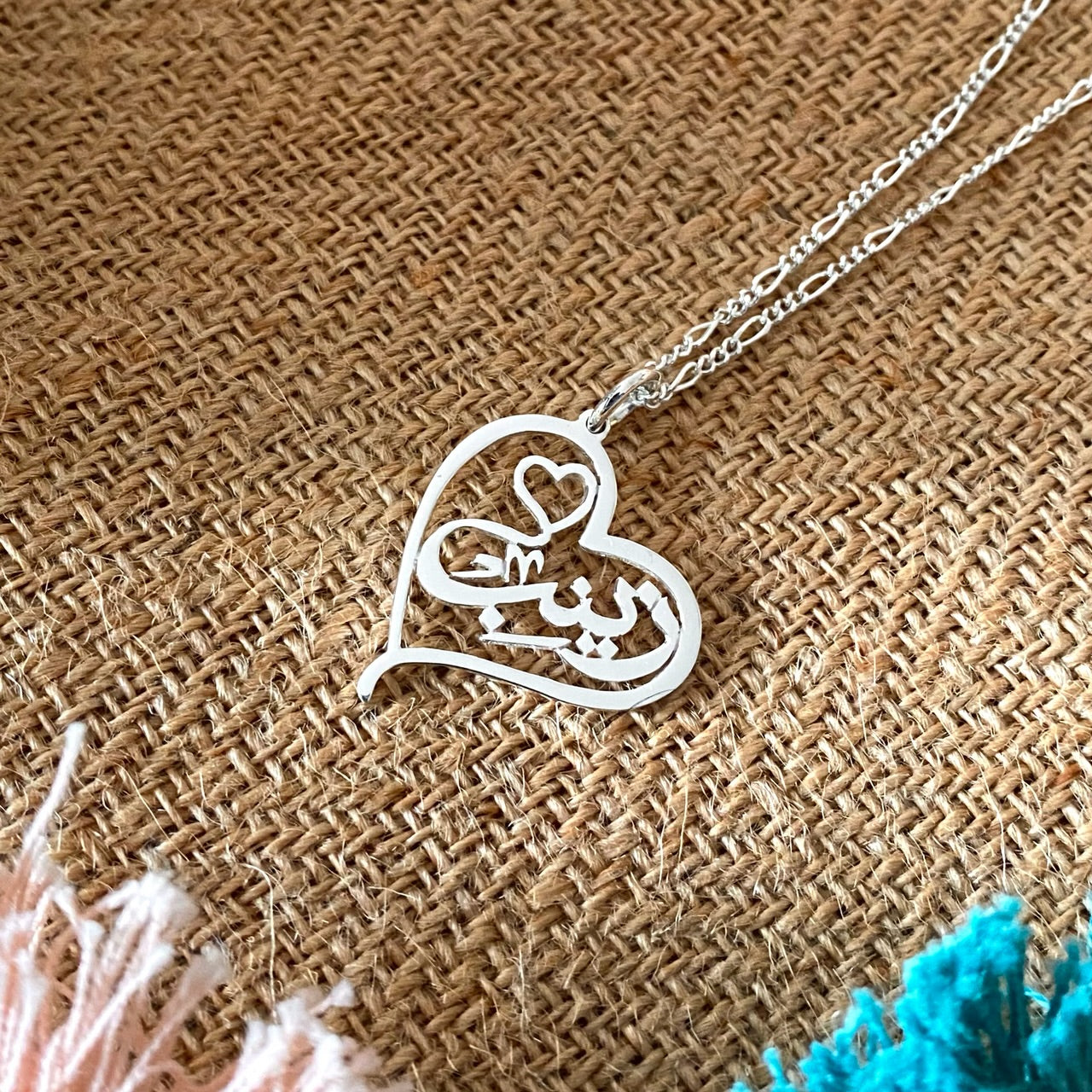 Arabic Name necklace in heart shape design 